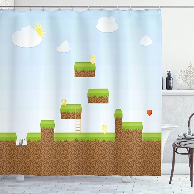 Level Up Retro Shower Curtain